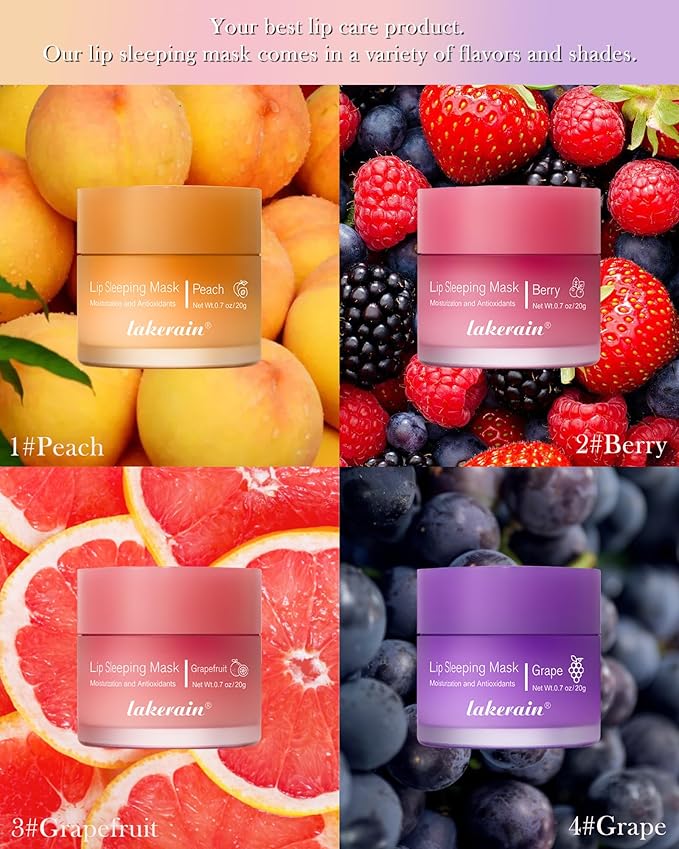 Sleeping Lip Mask, Overnight Hydrating & Prevention Dry and Cracked Lips Scrubs Exfoliator & Moisturizer, Ultra-Nourishing Lip Sleeping Mask with Wand, Lip Care Therapy Treatment for Women-04#Grape