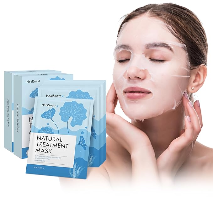 HealSmart 10 Pack Facial Mask 72 Hour Moisturizing and Soothing Face Mask Sheet Improve Skin Clarity and Radiance, for All Skin Types, High Capacity, Made in Korea