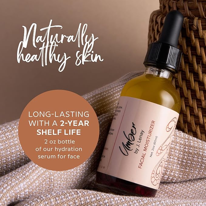 Umber by J Hydrating Facial Moisturizer – Face Serum for Dry and Sensitive Skin with Tea Tree Oil and Jojoba Oil – Improves Overall Skin Tone and Helps Balance Sebum Production for Healthy Skin