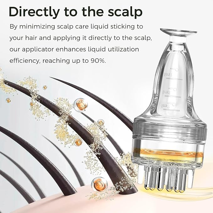Scalp Applicator, One-Minute Direct-to-Scalp Precision, Minoxidil Applicator for Hair Growth, Hair Serum Applicator, Minoxidil Scalp Applicator Comb Tool Bottle, Ideal for Thin Scalp Treatments