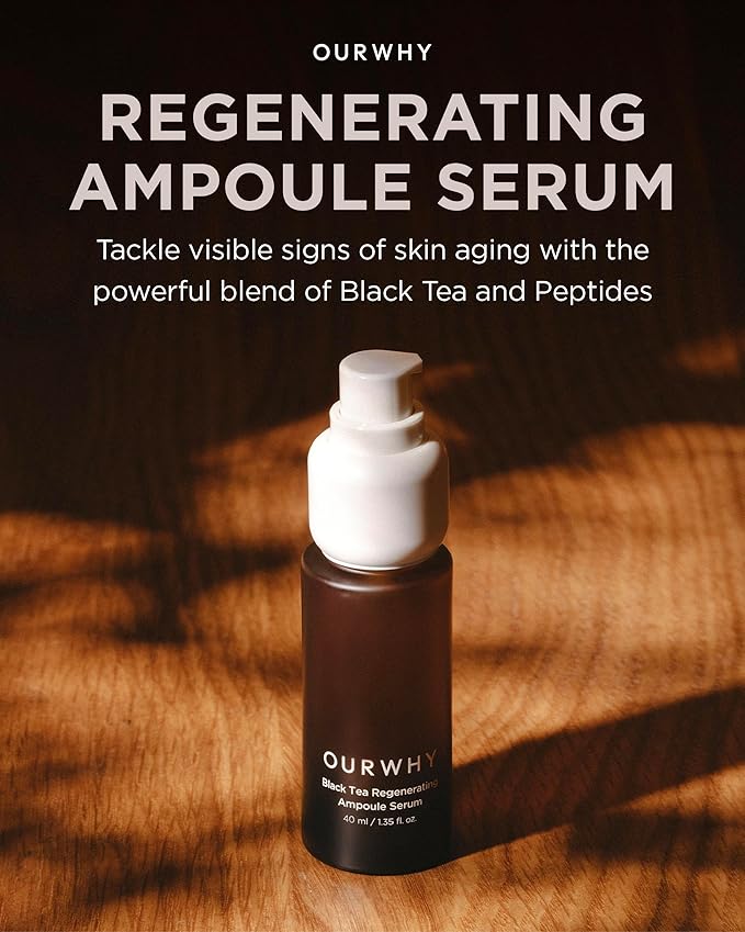 Black Tea Regenerating Ampoule Serum (1.35fl oz) - Anti-Aging Serum for Firmness & Elasticity. With Black Tea, Peptides & CalmingReliefsome™ for Wrinkles & Hydration.