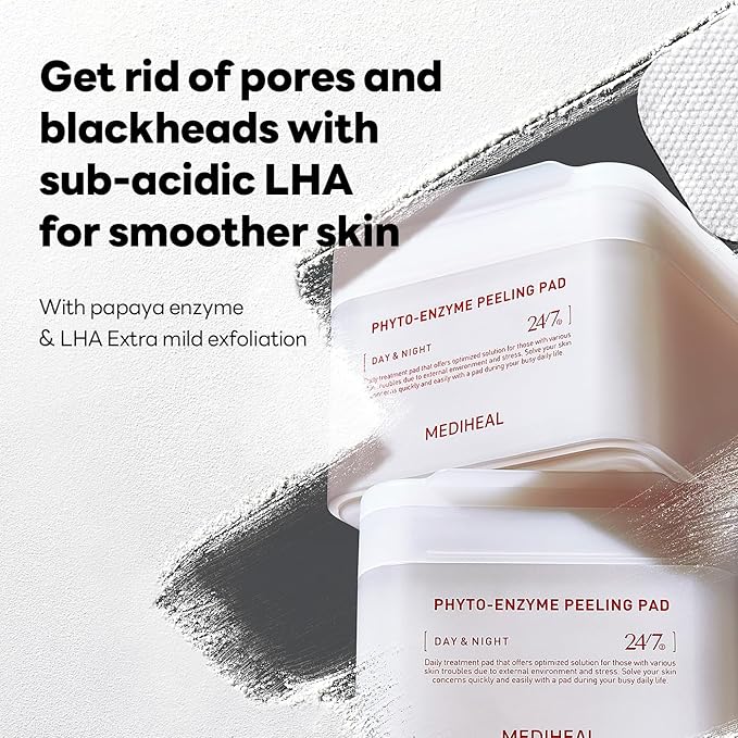 Mediheal Vita Collagen Under Eye Patches & Phyto Enzyme Peeling Pad for Daily Gentle Exfoliation