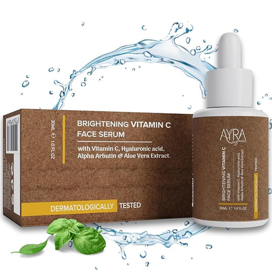 Brightening Vitamin C Face Serum – 1 Fl Oz | skin glow serum with Hyaluronic Acid, Alpha Arbutin & Aloe Vera Extract | Organic & Eco-Friendly Skincare | Ideal for Dark Spots & Dull Skin