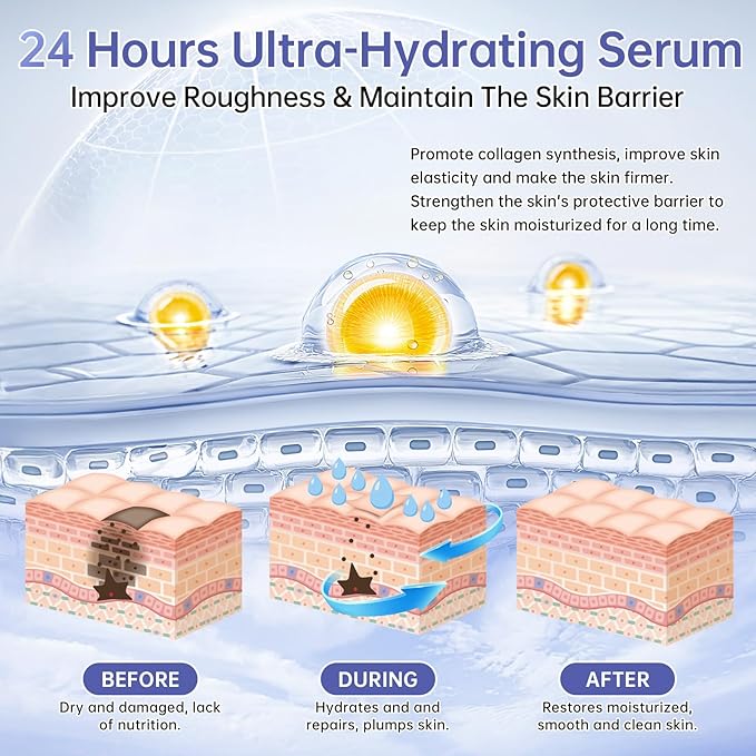 60 Pcs 5% Hyaluronic Acid Serum Ultra-Hydrating Vials, Hyaluronic Acid Tubes, Wake Nature Perfection Hyaluronic Serum, Single-Use Ultra-Hydrating Essence for Face