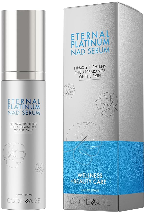 Eternal Platinum NAD Serum, Resveratrol, Niacinamide, Collagen, Vitamin C & E, Aloe Vera, English Lavender, Nicotinamide Aging NAD Booster Skin Care Face Moisturizing Wrinkles Firming, 3.4 FL. Oz.