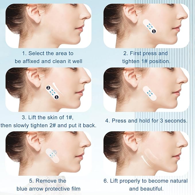 EKIND Face Lift Tape Invisible, 12PCS Facial Line Smoothing & Firming Tape for Women, V-Shaping, Double Chin, Wrinkles & Saggy Skin Reduction