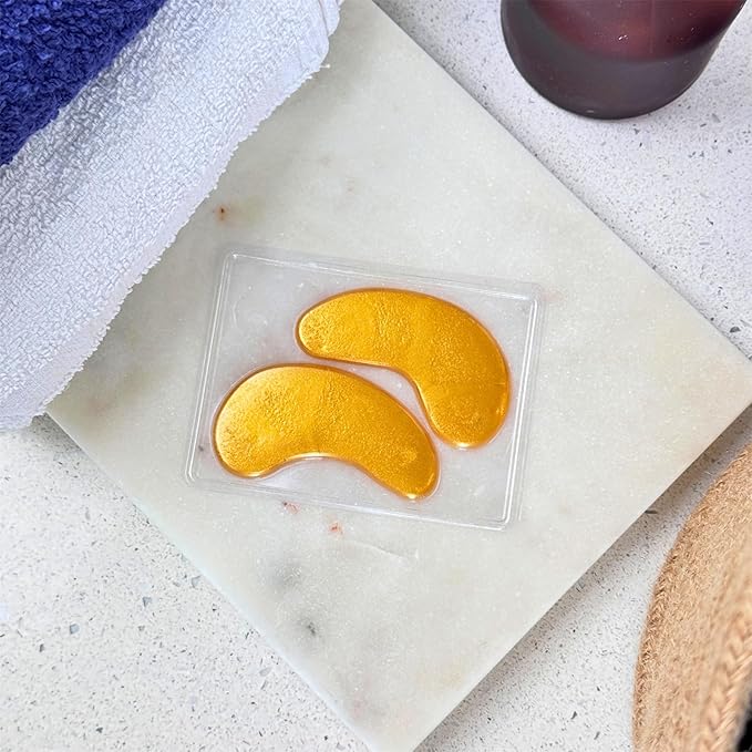 24k Gold Under Eye Collagen Patches, Reduce Puffy Eyes & Dark Circles, Illuminate Tired Eye Masks - Firms, Brightens, Energises (Packets - 30 Pair)