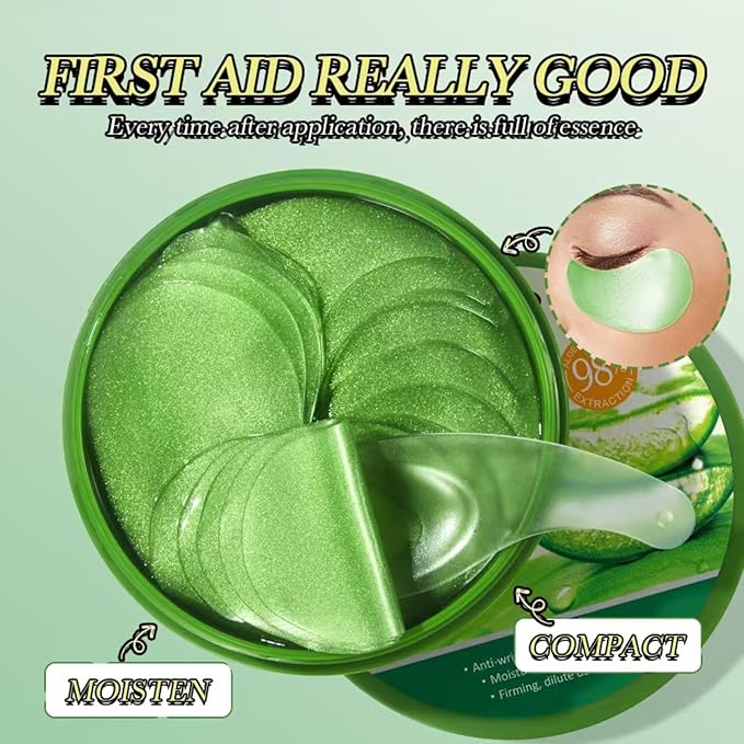 60 Pcs Aloe Vera Under Eye Patches For Dark Circles, Soothing Treatment for Puffy Eyes & Fine Lines, Natural Gel Eye Masks to Hydrate, Firm & Refresh Delicate Skin