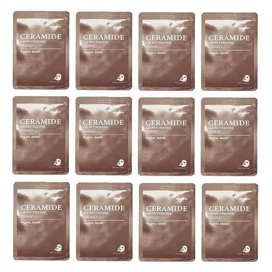 SKIN627 Bulk 12PK Face Masks Skincare, Korean Skincare, Facial Mask, Sheet Masks Korean (12PK Ceramide with Panthenol)
