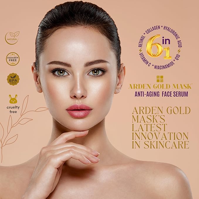 Anti-Aging Face Serum | 6-in-1 Facial Serum for Women | Hydrating, Brightening & Glowing Skin with Retinol, Hyaluronic Acid, Vitamin C & Collagen – Reduces Wrinkles & Fine Lines – 30ml