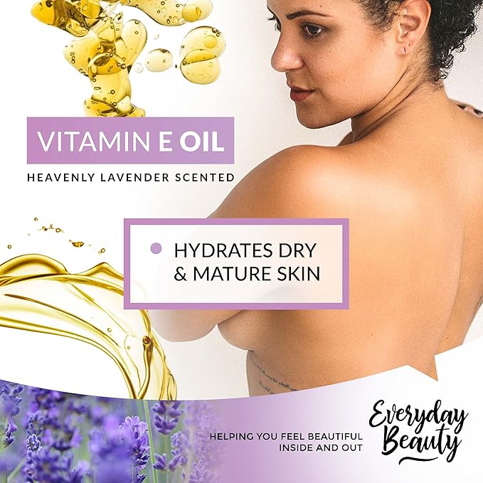 Organic Vitamin E Oil - Heavenly Lavender Scented 16 oz Bulk USDA Certified 100% All Natural Plant Based - Lightweight and Great for Scars After Surgery - For Face, Skin and Nails