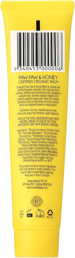 Certified Organic Paw Paw & Honey Balm 0.88 oz by Suvana Beauty
