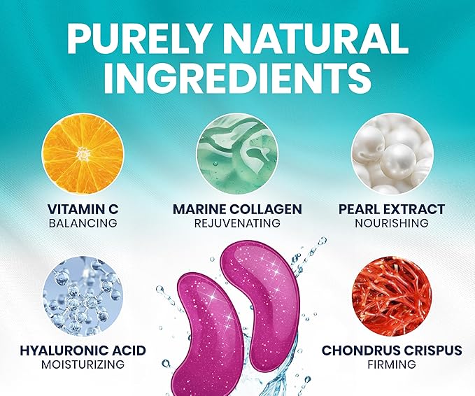 Stylia Under Eye Patches for Puffy Eyes and Dark Circles (12 Pairs) - Marine Collagen Under Eye Mask with Vitamin C, Hyaluronic Acid, Pearl Extract - Eye Masks for Dark Circles and Puffiness