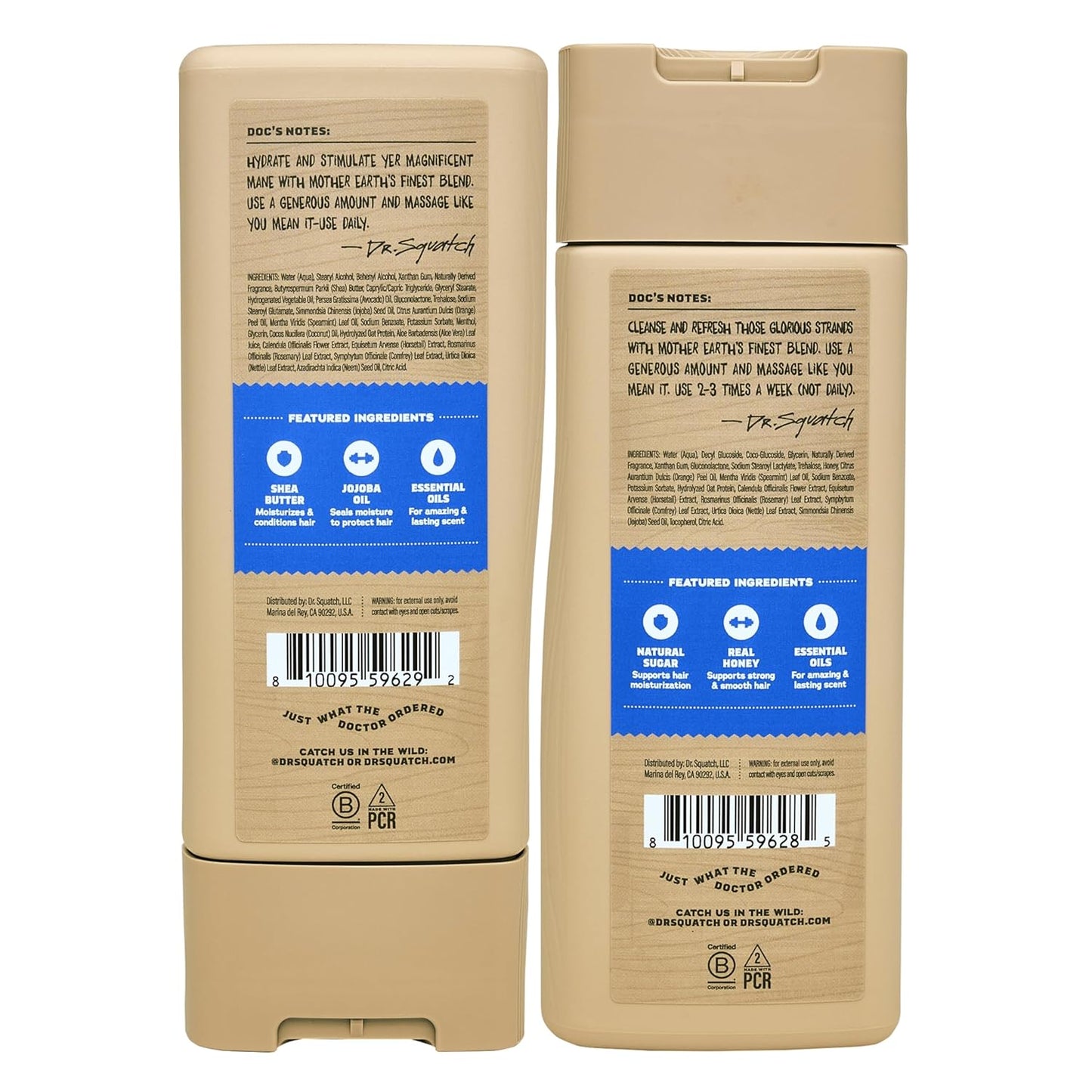 Dr. Squatch Natural Hair Bundle for Men - Healthy, Full Looking Hair - Fresh Falls Shampoo (8 fl oz), Fresh Falls Conditioner (11.5 fl oz)