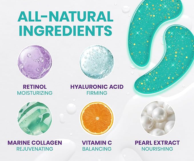 Stylia Under Eye Patches for Puffy Eyes and Dark Circles (6 Pairs) - Marine Collagen Under Eye Mask with Retinol, Vitamin C, Hyaluronic Acid, Pearl Extract - Eye Masks for Dark Circles and Puffiness