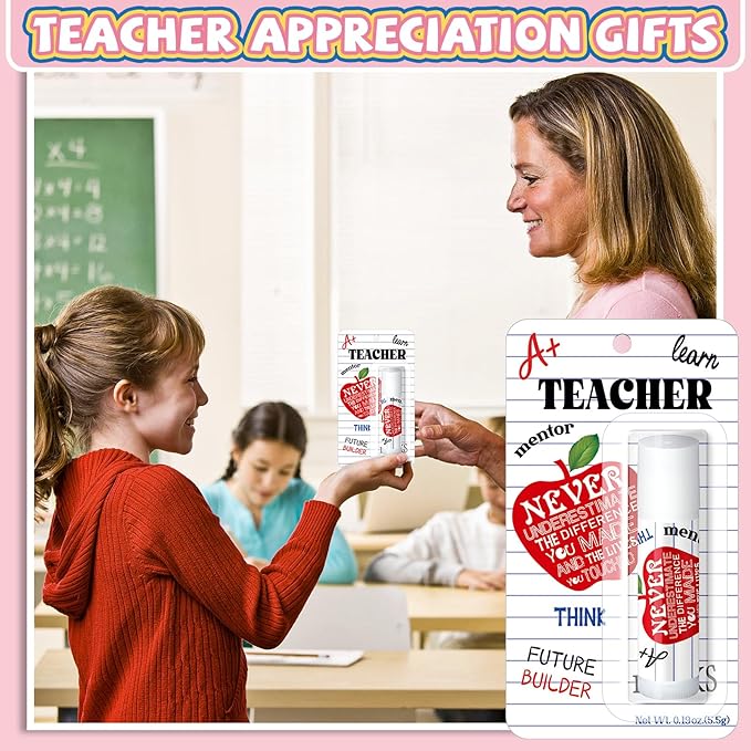 30 Pack Teacher Appreciation Gifts Bulk Lip Balms Teacher Week Employee Coworkers Team Thank You Gift Honey Flavor Balm Inspirational Motivational Graduation Party Gifts