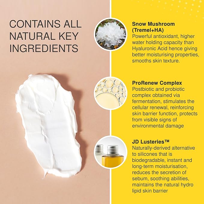 The Jojoba Company Overnight Multi-Biotic Moisture Cream with Snow Mushroom & ProRenew Complex – Hydrating Night Cream for Dry, Sensitive Skin – Nourishing, Lightweight