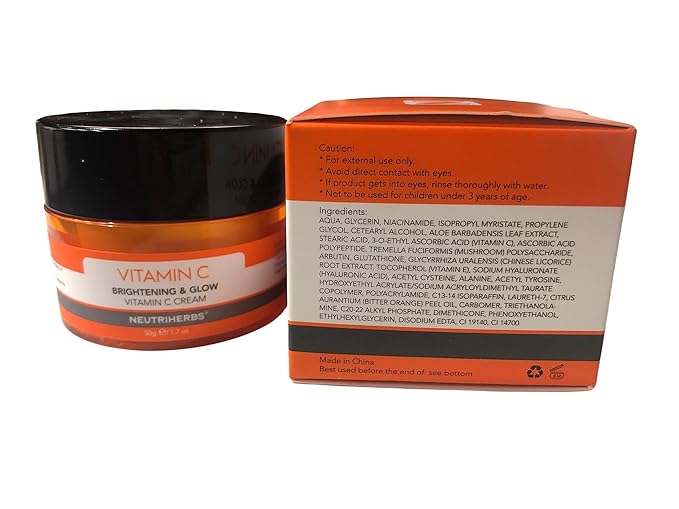 Neutriherbs Vitamin C Face Cream, Day & Night Facial Moisturizer, Daily Skin Care, Brighten, Lighten Skin, Moisturizing Softening Smoothing Skin 1.7oz