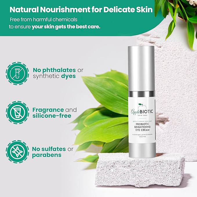 Apple Cider Vinegar Eye Cream with Vitamin B3, Caffeine, Cucumber Extract to Reduce Puffiness, Eye Bags and Dark Circles, Cream For All Skin Types, (0.5 oz) Packaging May Vary