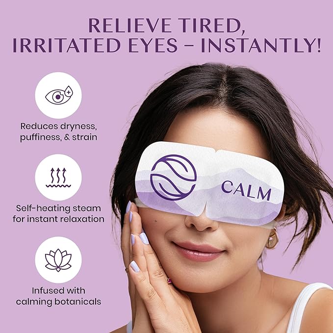 Body Restore Self Heated Steam Eye Mask 5 Pack - Fathers Day Unique Gifts for Dad, Relaxation Gifts for Her and Him, Best Friend, Stye Eye Treatment, Travel Essentials - Lavender