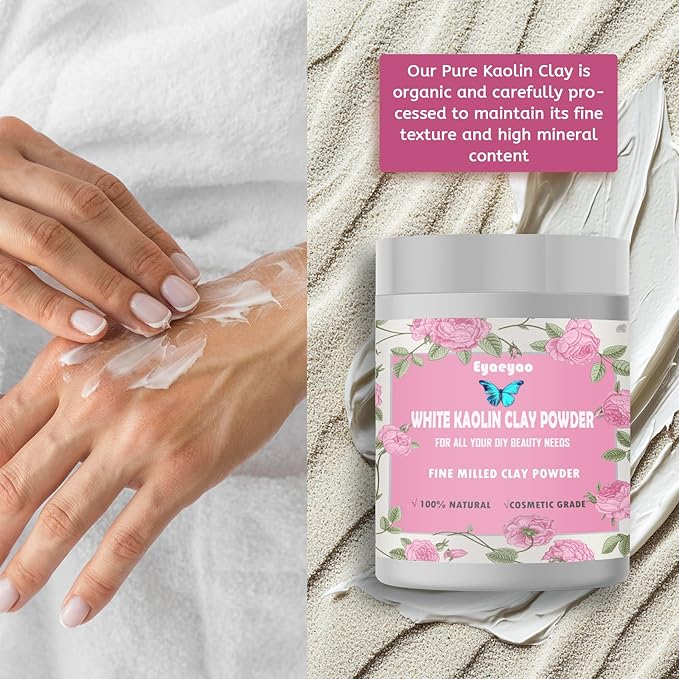 Kaolin Clay Powder, Natural White Powdered Clay for Seed Bombs, White Clay Mask, DIY Spa, Soap, Bath Bomb, Deodorant, Can be Used as Kaolin Clay for Gardening (16 Ounces)