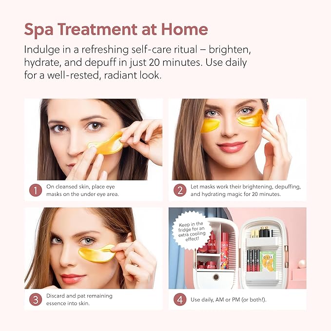 QUIA Collagen Eye Patches – Instantly De-Puff & Brighten Under-Eyes – No-Slip Hydrating Masks for Dark Circles, Eye Bags & Fine Lines – Infused with Hyaluronic Acid & Collagen – 20 Pairs