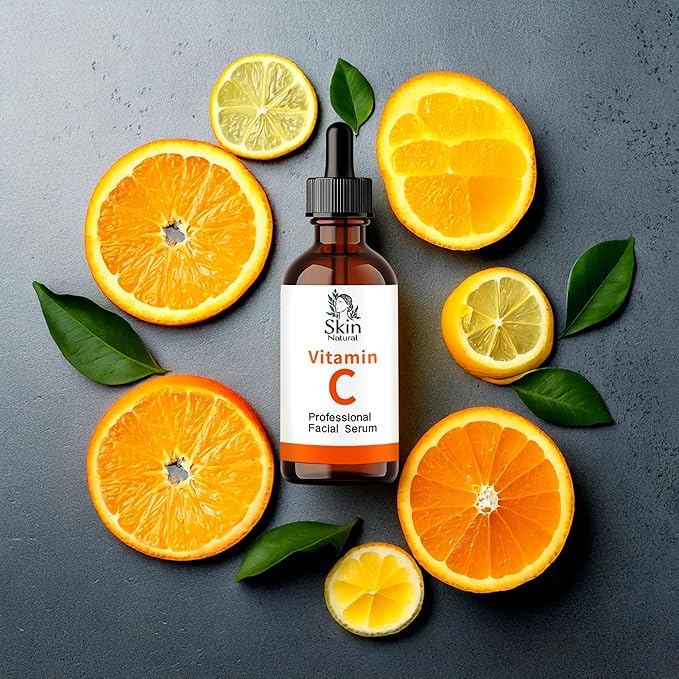 Skin Natural's Vitamin C Facial Serum - Anti-Aging, Brightening & Hydrating - Hyaluronic Acid, Retinol & Vit E - Fades Dark Spots - for All Skin Types, 2 Fl Oz