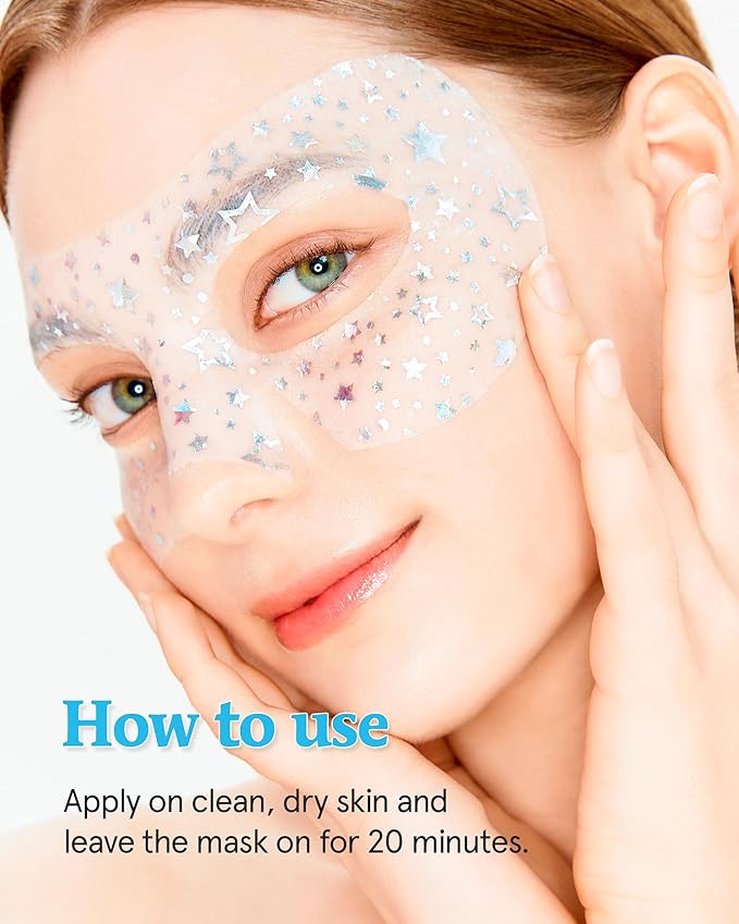 THESAEM Iceland Glitter Eye Goggle Mask - Refreshing & Hydrating Korean Eye Mask Patch for Puffy Eyes - Vitamin & Hyaluronic Acid - Tencel Hydrogel Sheet - Gift for Women 10ea