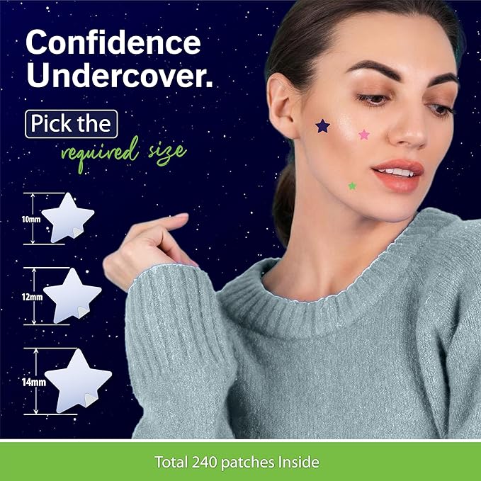 Star Pimple Patches for Face – Hydrocolloid Acne Patches for Quick Zit Relief And Blemishes, Invisible Spot Stickers That Stay All Night, Gentle for All Skin Types, Oil-Free (80 Count)