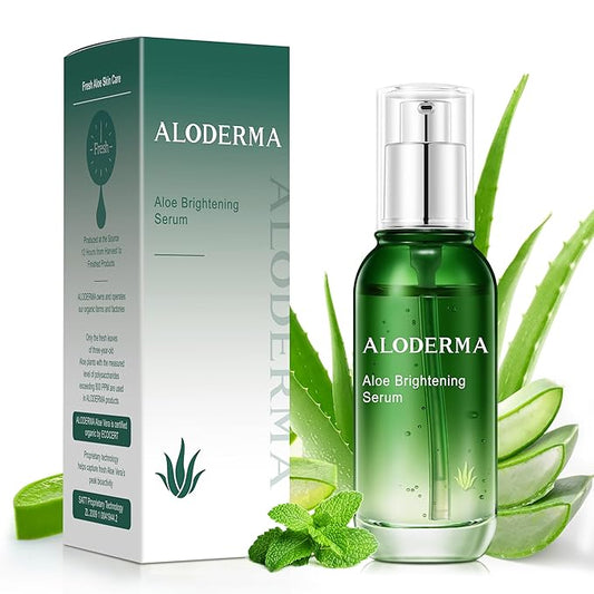 Aloderma Aloe Brightening Serum for Face Made with 65% Organic Aloe Vera + Niacinamide & Vitamin C for Bright, Luminous Skin - Natural Serum to Hydrate & Revitalize Dull, Tired Skin, 1.7oz