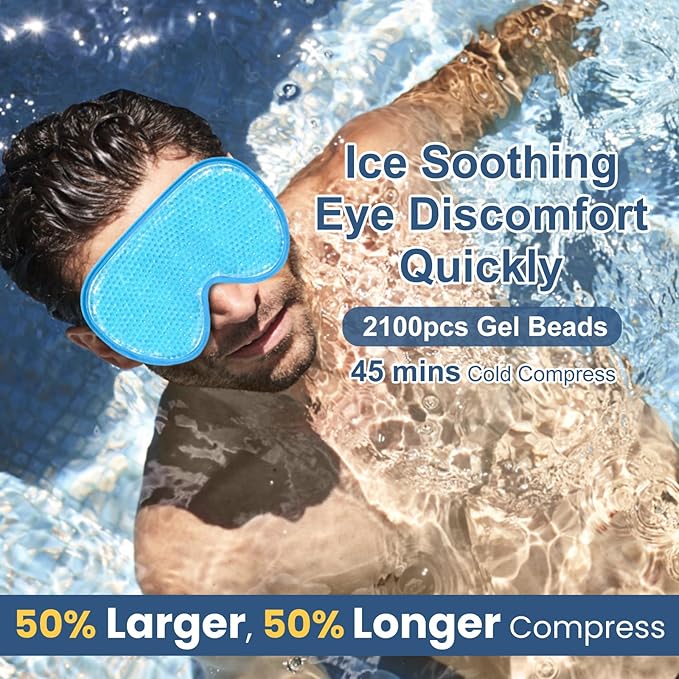 BeeVines Gel Eye Mask, 2 Pack XL Jumbo Size Cooling Ice Masks for Puffy Eyes for Men & Women, Cold & Warm Compress for Post Surgery, Puffiness, Allergies, Sinuses & Migraines Treatment