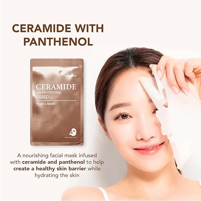 SKIN627 Bulk 12PK Face Masks Skincare, Korean Skincare, Facial Mask, Sheet Masks Korean (12PK Ceramide with Panthenol)