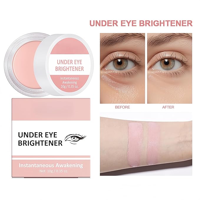 4 Colors Under Eye Brightener, Conceal & Brighten Dark Circles, Nourishing Waterproof Under Eye Cream Pot Concealer Full Coverage Peach Color Corrector Makeup(00)