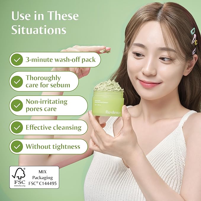 [Redence] Green Grape 3-in-1 Gelato Pore Mask Cleanser, Pore Exfoliating Scrub Mud Mask, No Tightness, Korean Skin Care, 100ml / 3.38 fl oz