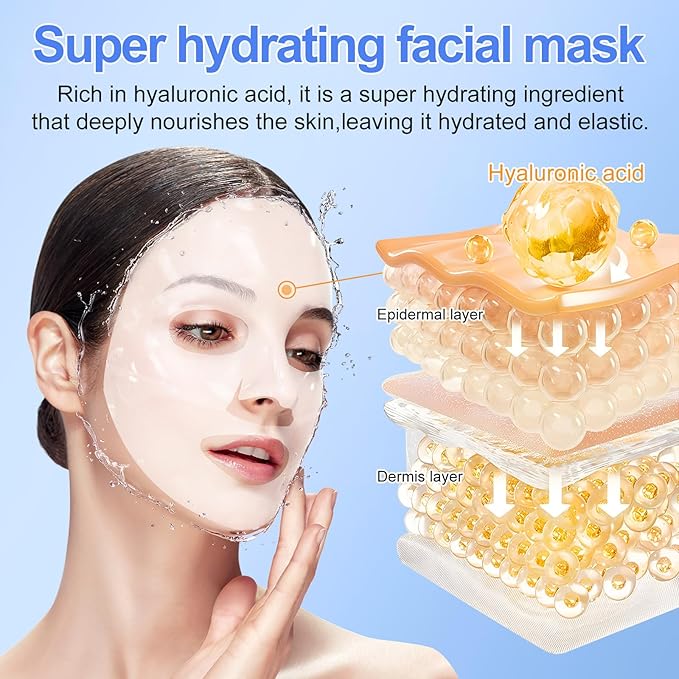 Collagen Face Mask, (6PCS) Bio-Collagen Real Deep Mask, Deep Collagen Anti Wrinkle Lifting Mask with Low Molecular Weight Collagen for Pore Minimizing, Firming and Moisturizing