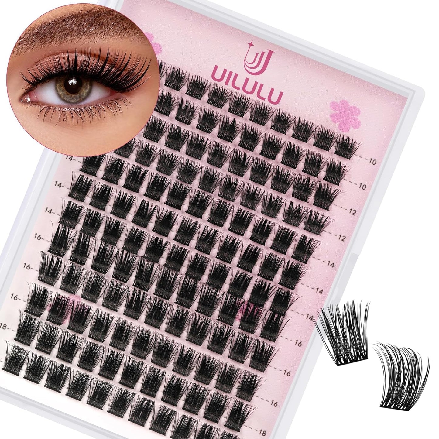 Lash Clusters D Curl Fluffy Clusters Lashes 0.07D 10-18 MIX 132 Eyelashes Individual Lashes DIY Lash Extensions at Home False Lashes Wide Band Wispy Eye Lash Clusters U08 Lash