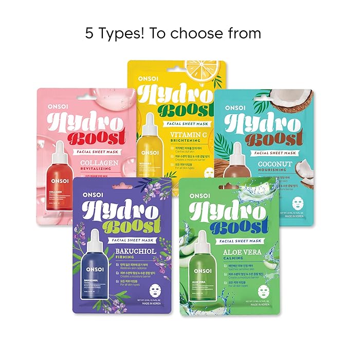 36PK ONSOI Hydro Boost Moisturizing Face Masks Skincare Korean Skin Care Facial Sheet Mask (36, 36PK Aloe Vera)
