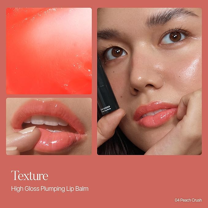 SUN-KISSED Plump Tinted Lip Balm, Lip Plumper, 70% Skincare Ingredients Providing Deep Hydration to Cracked & Chapped Lips, Lightweight Buildable High Gloss Finish, 04 Peach Crush