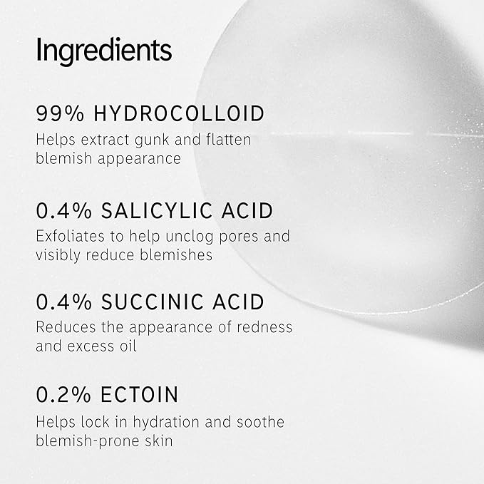 The INKEY List Hydrocolloid Invisible Pimple Patches, Spot Patches Contains Salicylic Acid, Day/Night Anti Acne Patches, Vegan & Cruelty Free, Suitable For All Skin Types