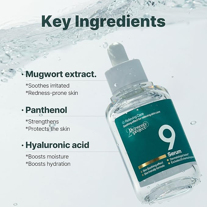 Dr.twentyproject 9 Serum for Calming, Hydrating, and Barrier-Strengthening with Mugwort Extract for Sensitive Skin - Redness-Reducing, Glowing, Deep Moisturizing - Korean Skin Care (50ml / 1.69 fl oz)
