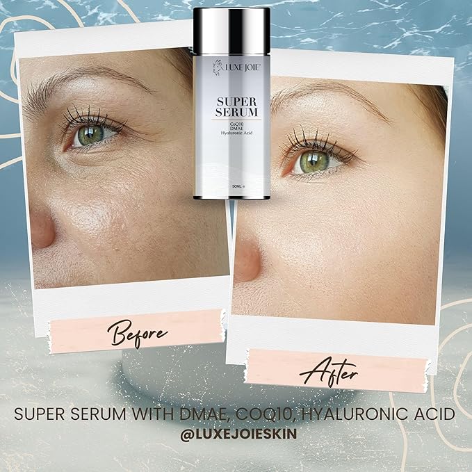 DMAE Facial Serum 1.7 oz Super Serum Lifts Tightens Plumps Firms - Unscented Fragrance Free - Suitable for Sensitive Skin with CoQ10 & Hyaluronic Acid - New Look