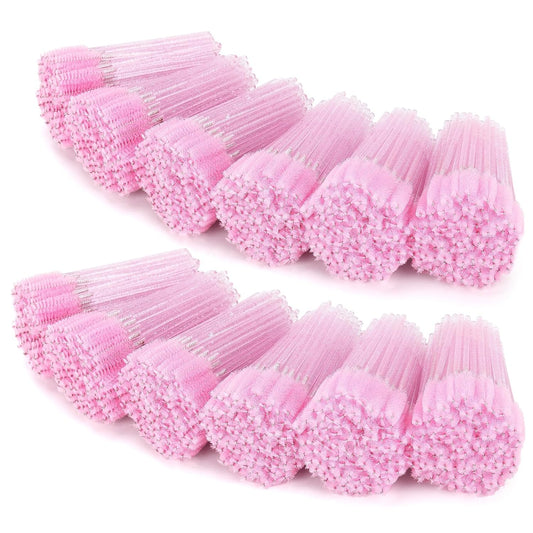 Tbestmax 1200 Disposable Mascara Wands Eyelash Brush Spoolies for Eyebrow Eye Lash Extension, Makeup Brushes Applicators Kits - Pink