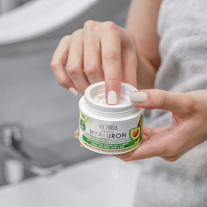 Hyaluron Anti-Wrinkle Cream with Avocado Oil - for Mature Skin (Age 30+) - Intensive Natural Cream for Day & Night With UV Filters