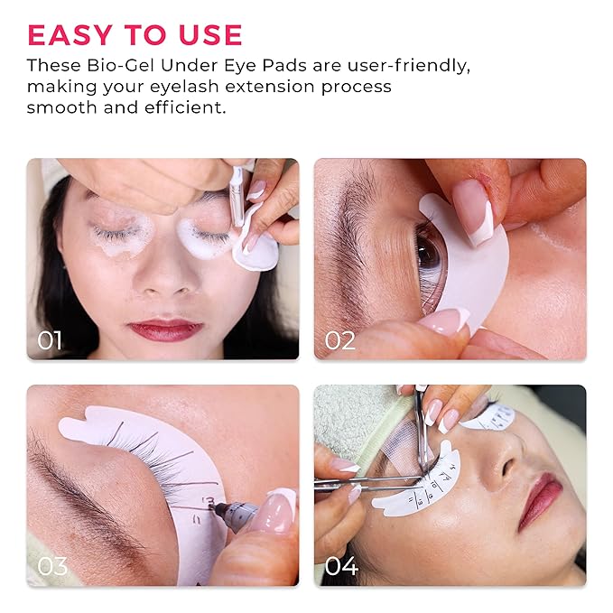 LLBA Biogel Eye Pads for Lash Extensions, Soft Sticky Under Eye Patches for Sensitive Skin, Eyelash Perm Lamination, Lash Extension Remover Supplies (10 Pairs, Style 2)
