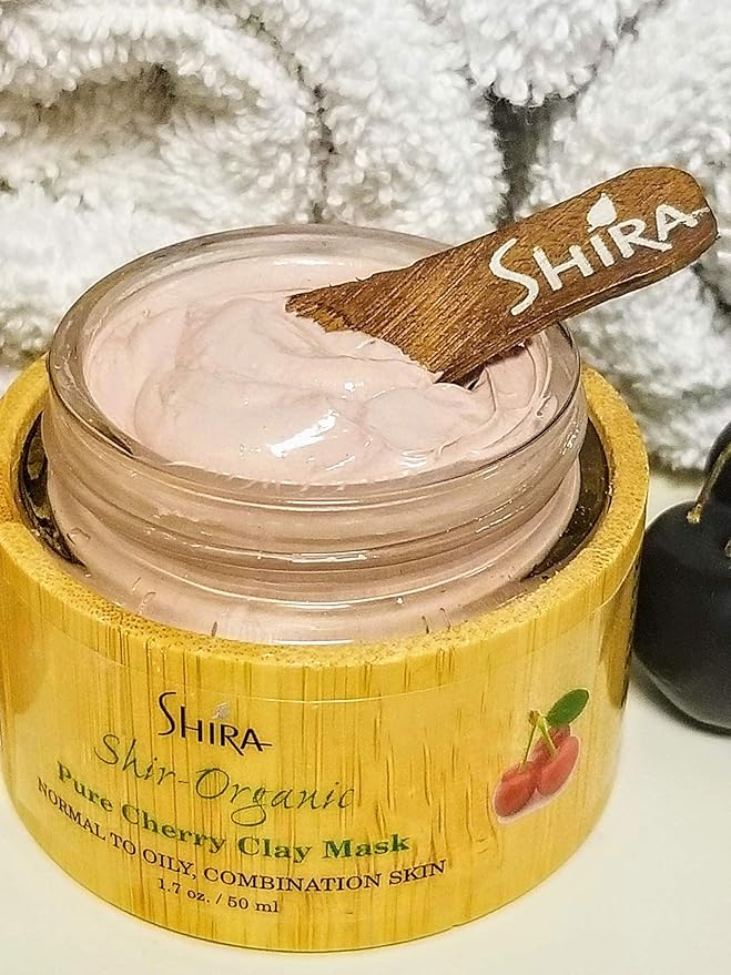 Shir-Organic Pure Cherry Clay Face Mask(15ml) Rich In Vitamin C Helps Clarify Heal and Prevent Blemishes Oil Control & Large Pore