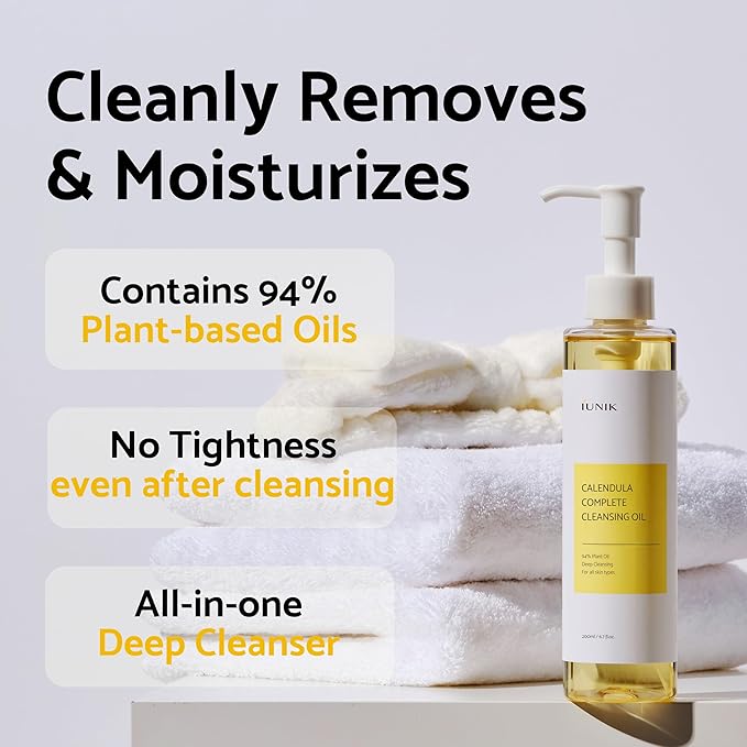 IUNIK Centella Calming Moisture Daily Sunscreen SPF 50+ PA++++ Matte & No White Cast Centella Asiatica w/ Calendula Cleansing Oil Kit