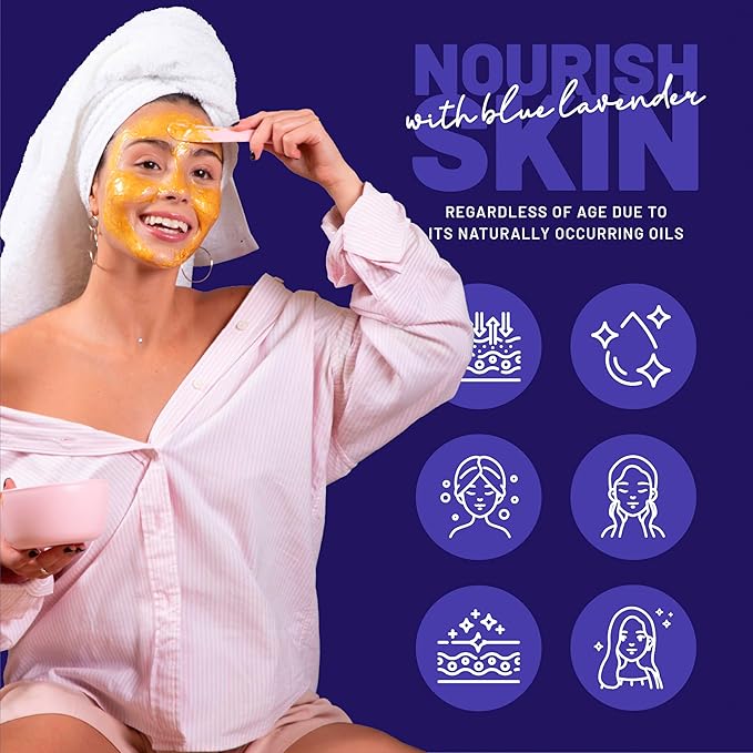 BRÜUN Jelly Mask Jar Blue Lavender Peel-Off Face Care Rubber Mask | 23 fl oz Skin Care Moisturizing Gel Mask Jar Spa Set