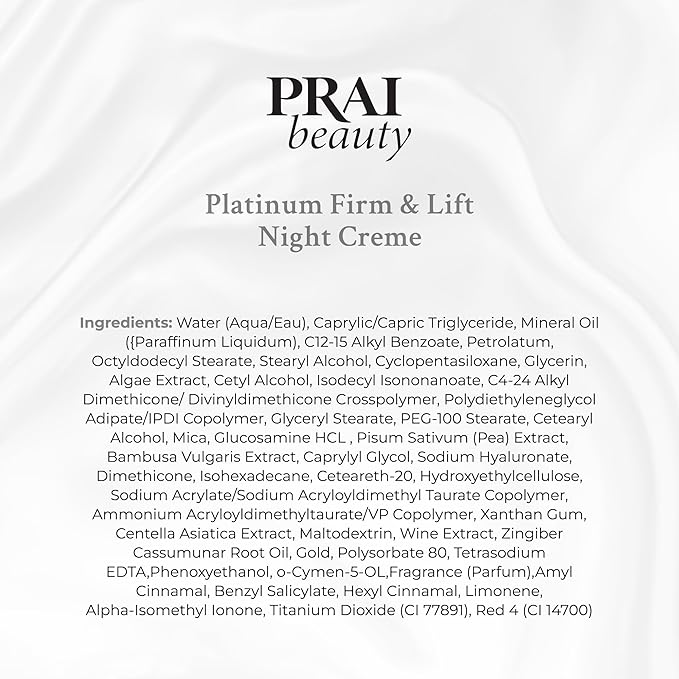 PRAI Beauty Platinum Firm & Lift Night Creme, Anti-Aging and Hydrating Night Face Moisturizer for Women, Hydrating and Revitalizing Night Cream, Overnight Face Lotion, 1.7 Oz