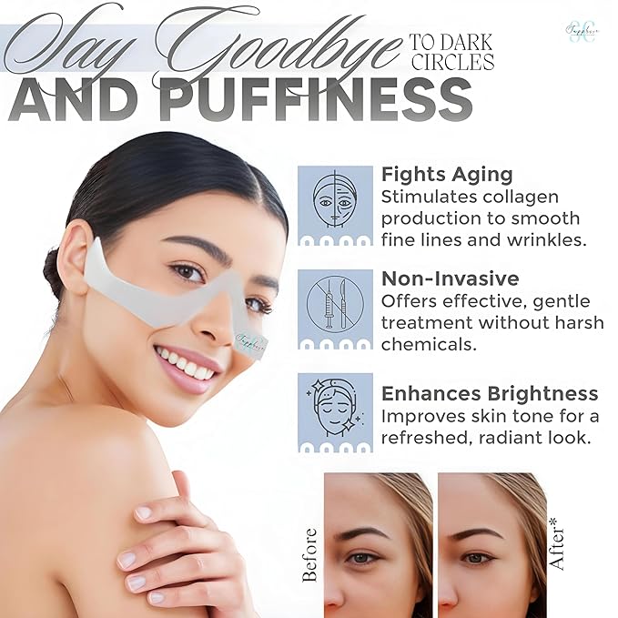 Skin Care Red Light Therapy Glasses Specifically for Dark Circles and Under Eye Bags-Intense Microcurrent Eye Masks for Dark Circles Puffiness-Anti Aging Brightening Glasses (Glasses Only (1-Piece))