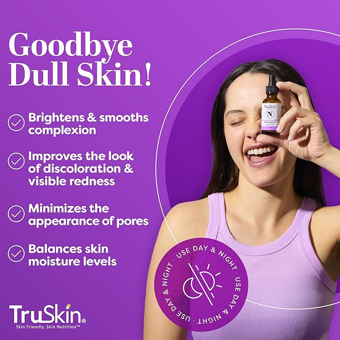 TruSkin (B3) Niacinamide Serum for Face – Minimize Appearance of Pores, Balance Moisture & Tone, Hydrate & Soothe with Hyaluronic Acid, Vitamin E, Aloe & Avocado Oil, 1 fl oz